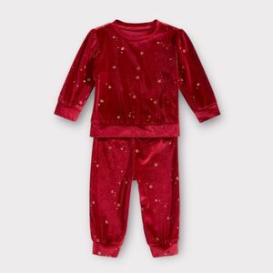 First Impressions Baby Girls 2 Pc. Velour Sweatshirt & Pants Set, Ruby Red 6-9m